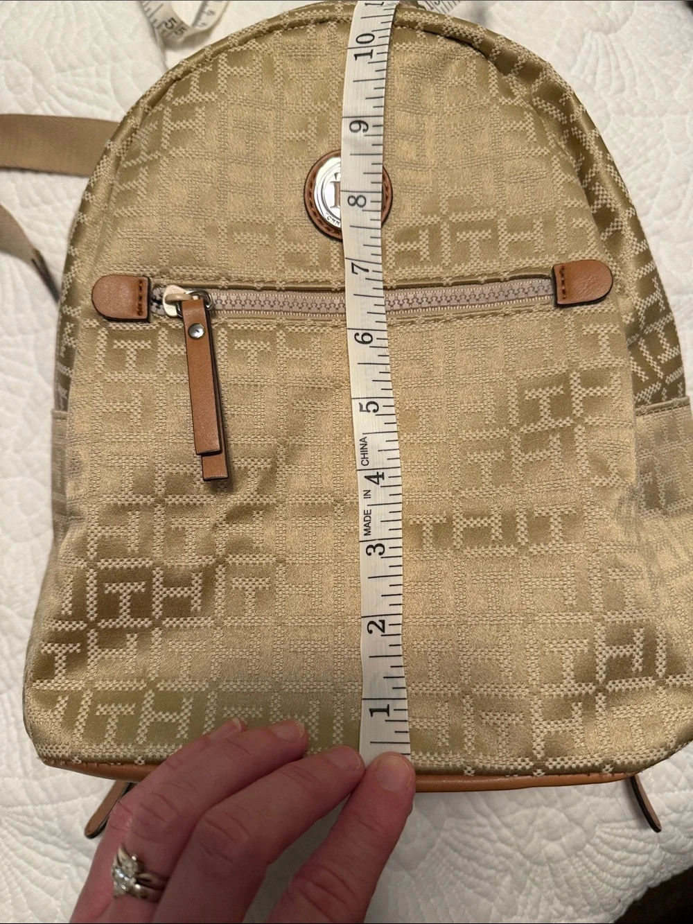 Tommy Hilfiger Beige Monogram Backpack